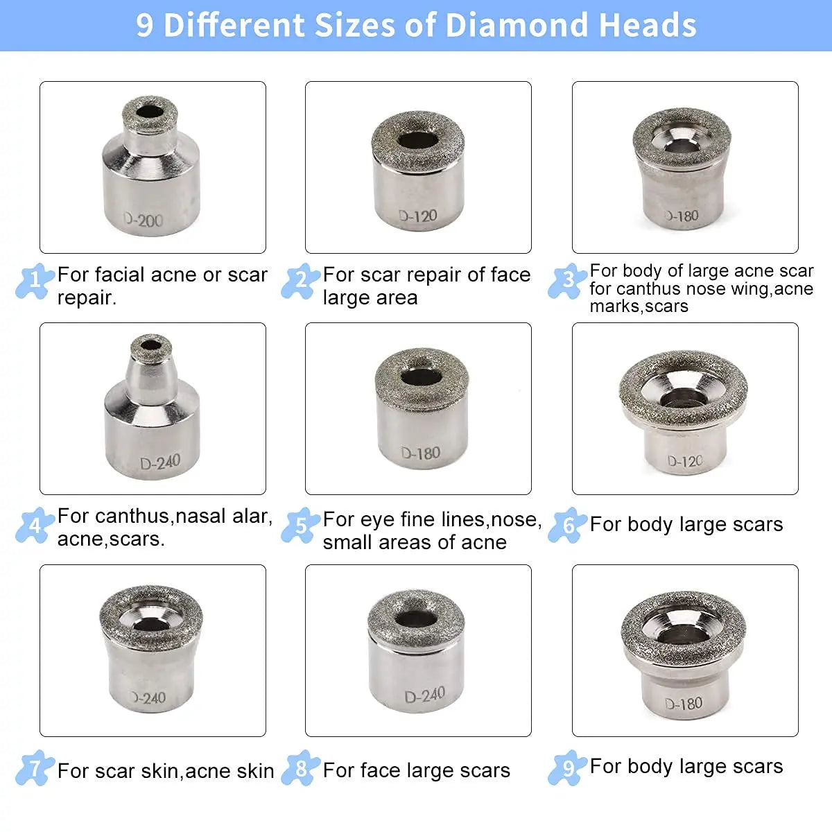 Microdermabrasion Machine Skin Peeling Replacements 9 Tips 3 Wands