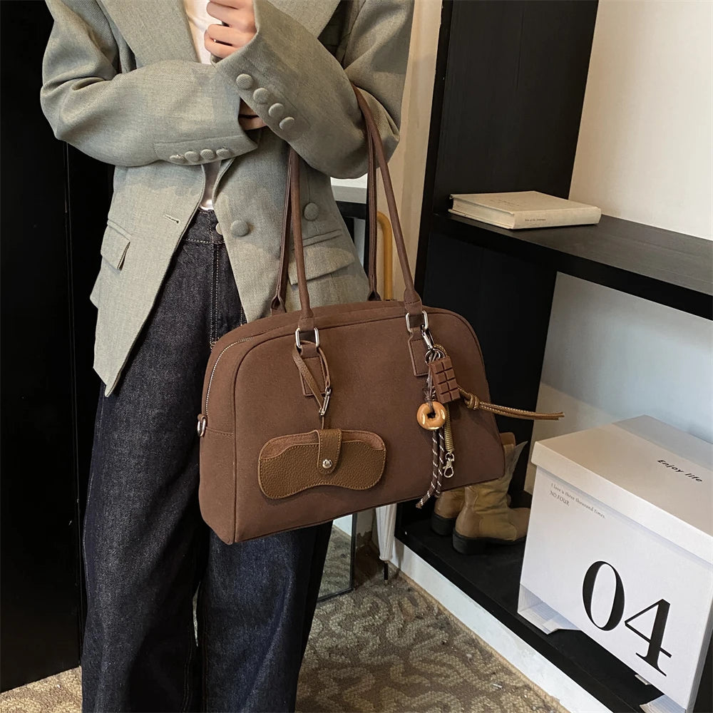 Big Size Women Bags Suede Large Capacity Shoulder Crossbody With Long Strap
