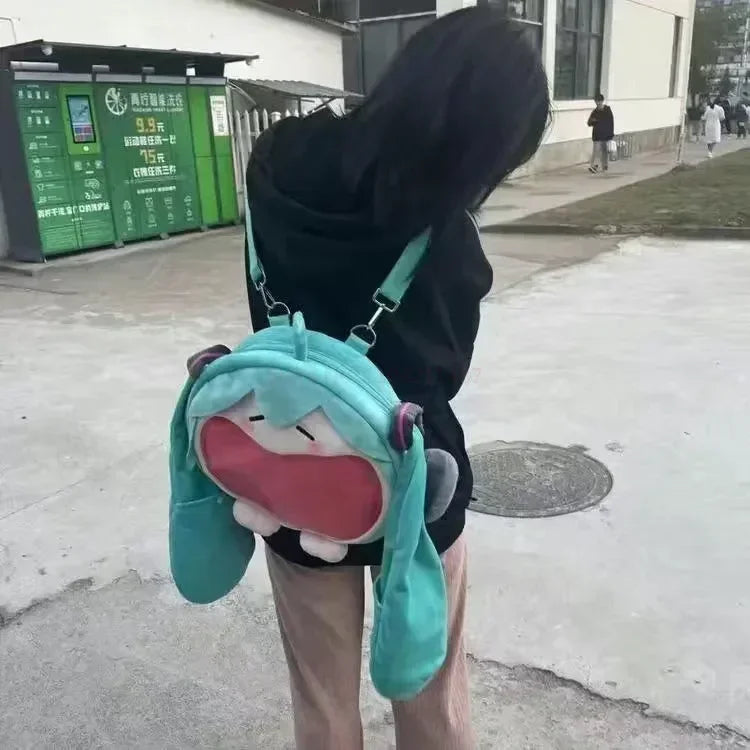 Hatsune Miku Shoulder Bag Backpack Cute Anime Girl Plush Cartoon Kawaii Student Bag Kids Gifts