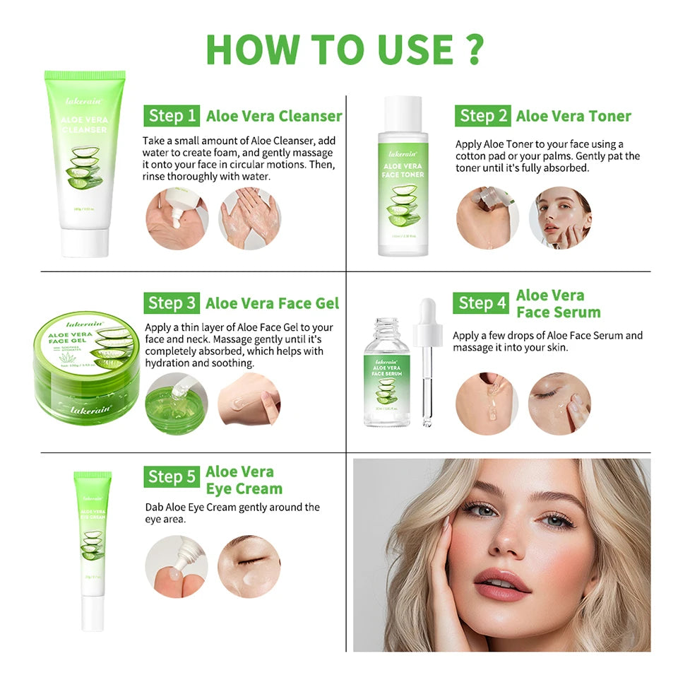 Multi-skin Care Aloe Vera Set Deep Moisturizing Nourishment Whitening Brightening Hydrating
