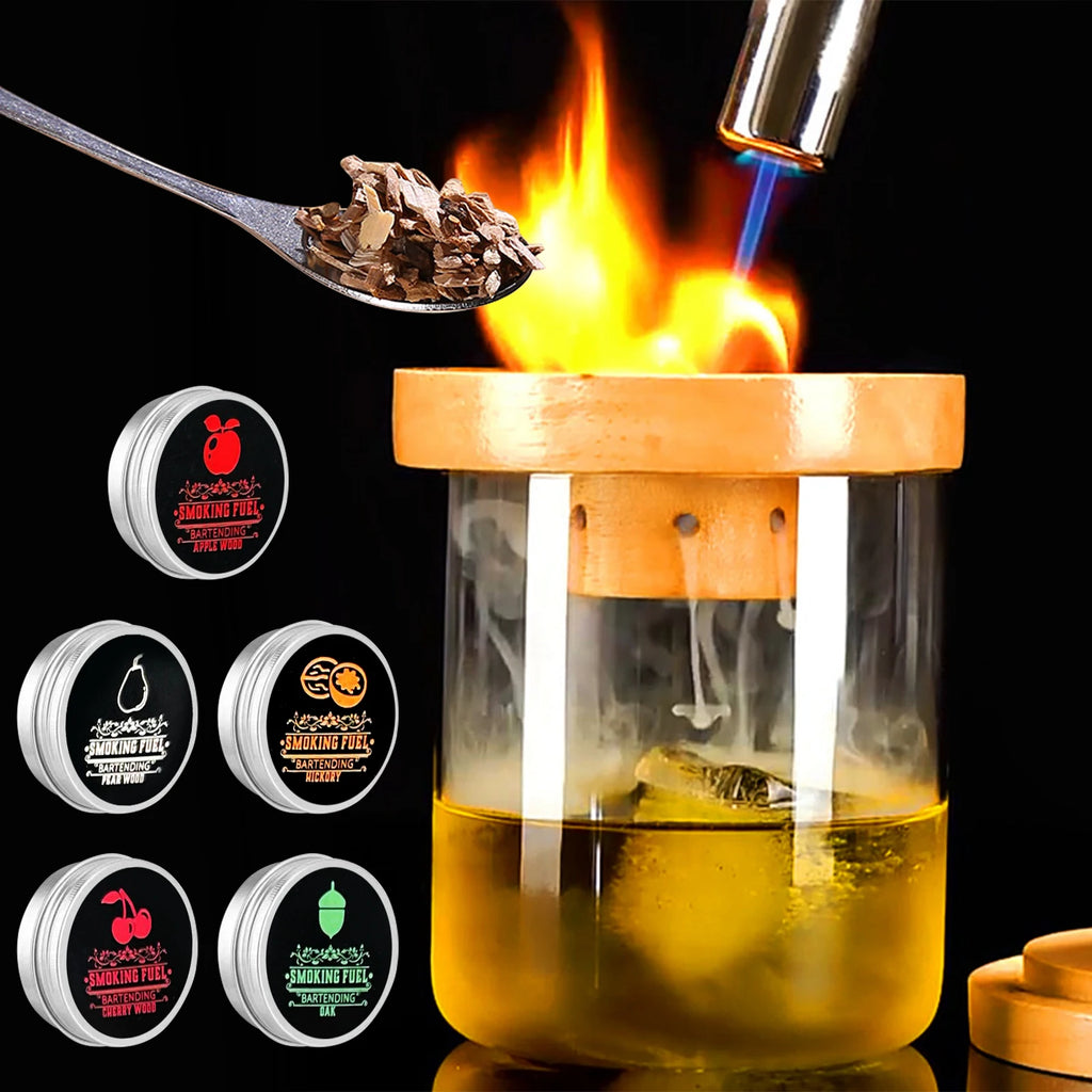 Cocktail Smoker Kit 4 Wood Chips Old Fashioned Whiskey Smoker Drink Accessories