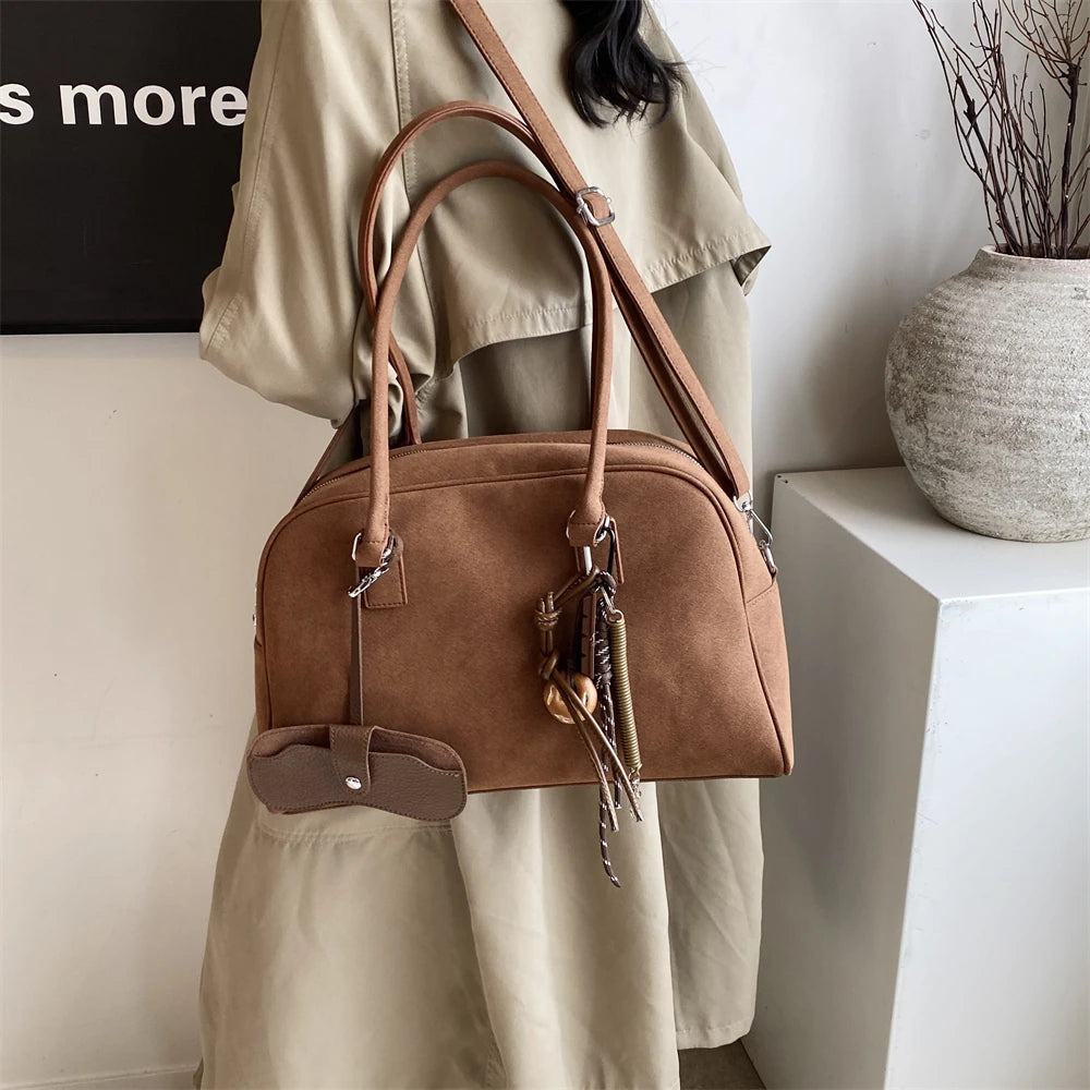Big Size Women Bags Suede Large Capacity Shoulder Crossbody With Long Strap