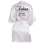Customized Name Date Wedding Bathrobe Faux Silk Bridal Robe Bridesmaid