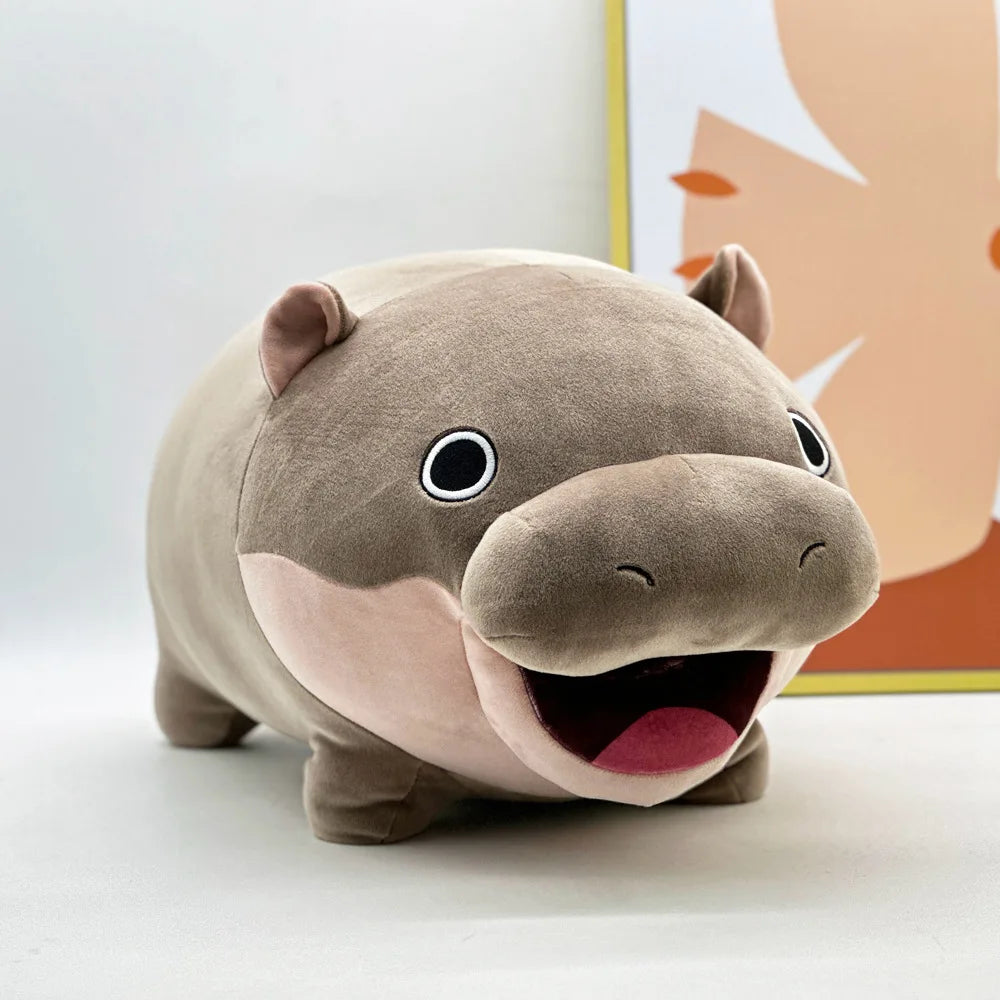 Moo Deng Plush Cute Cartoon Hippo Soft Stuffed Animal Pillow Back Cushion Kids Gift