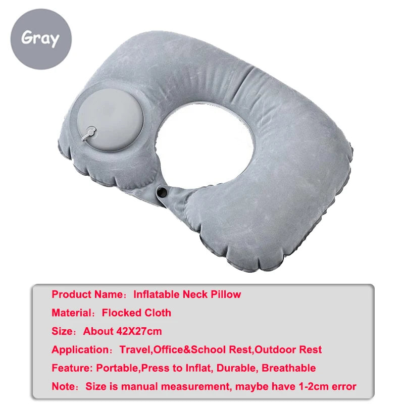 Travel Neck Pillow Inflatable Airplane U-shaped Cervical Orthopedic Portable Foldable