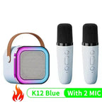 K12 Karaoke Machine 1/2 Wireless Microphones Portable 5.3 PA Bluetooth Speaker System RGB Lights Audio Home KTV