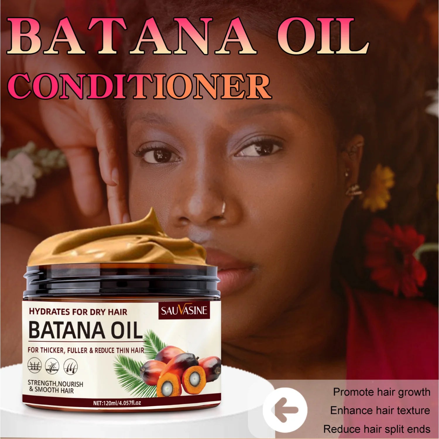 Batana Oil Hair Conditioner Smoothing Nourishing Repair Moisturizing Frizz Vitamin E