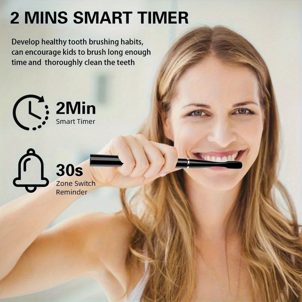 Electric Toothbrush Portable USB Rechargeable 6 Replaceable Heads Suitable for Travel