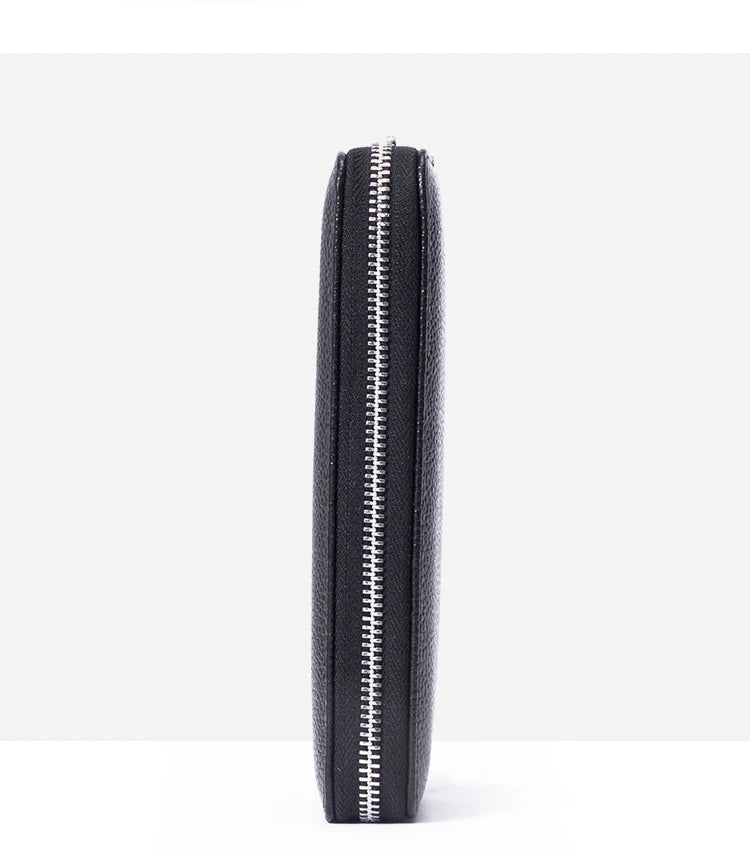 RFID Anti-Theft Cowhide Leather Wallet Brush Head Layer Large Capacity