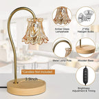 Candle Warmer Lamp 2 Bulbs Soft Brightness Ambiance Modern Glass Flower Wood Base