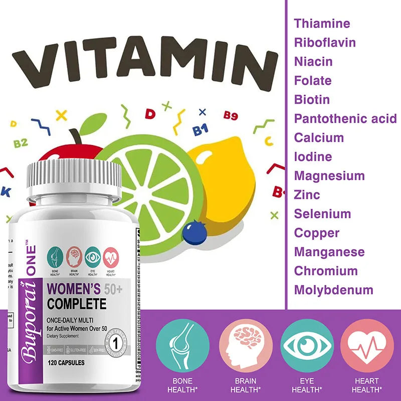 Women’s 50+ Complete Multivitamin Supports Brain, Heart, Digestive and Immune System Health Boosts Metabolism