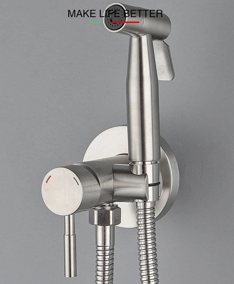 ULA Portable Bidet Sprayer Set Black Stainless Steel Toilet Bathroom Shower Head