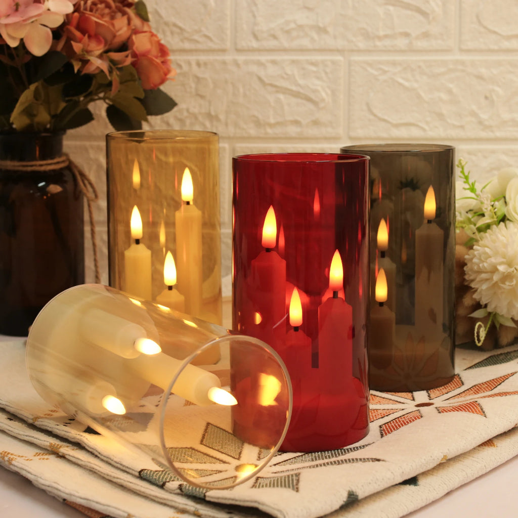 Flameless 3 in 1 LED Taper Candles with 15CM Battery Operated Flickering Electric Window Candles for Christmas Wedding