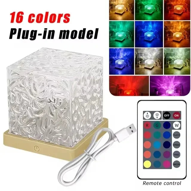 Ocean Wave Projector Light 16 Colors Glow Lamp Home Office Bar Restaurant Night Light