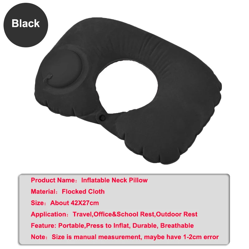 Travel Neck Pillow Inflatable Airplane U-shaped Cervical Orthopedic Portable Foldable