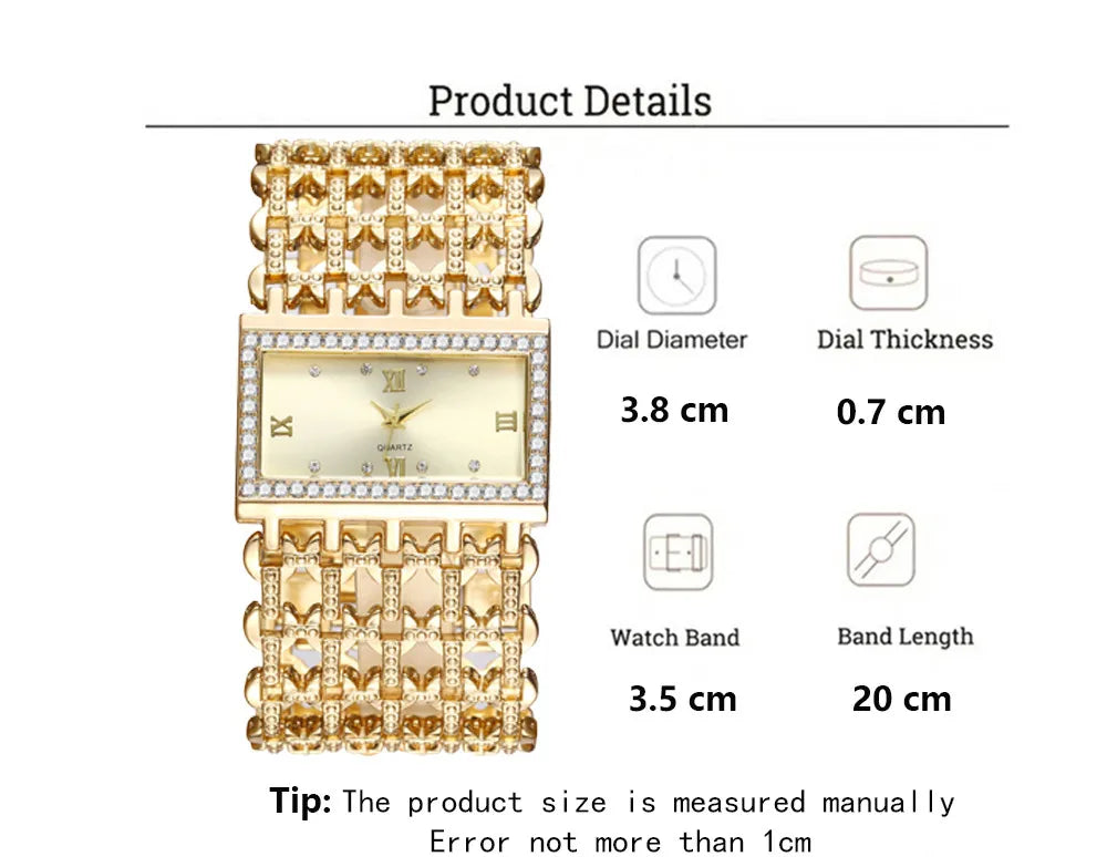 Luxury Noble Gold Ladies Quartz Watch Women's Bracelet