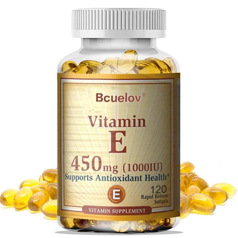 Bcuelov Vitamin E 450MG  Supports Immune System & Skin Nutrition Natural Antioxidant Gluten & Dairy Free