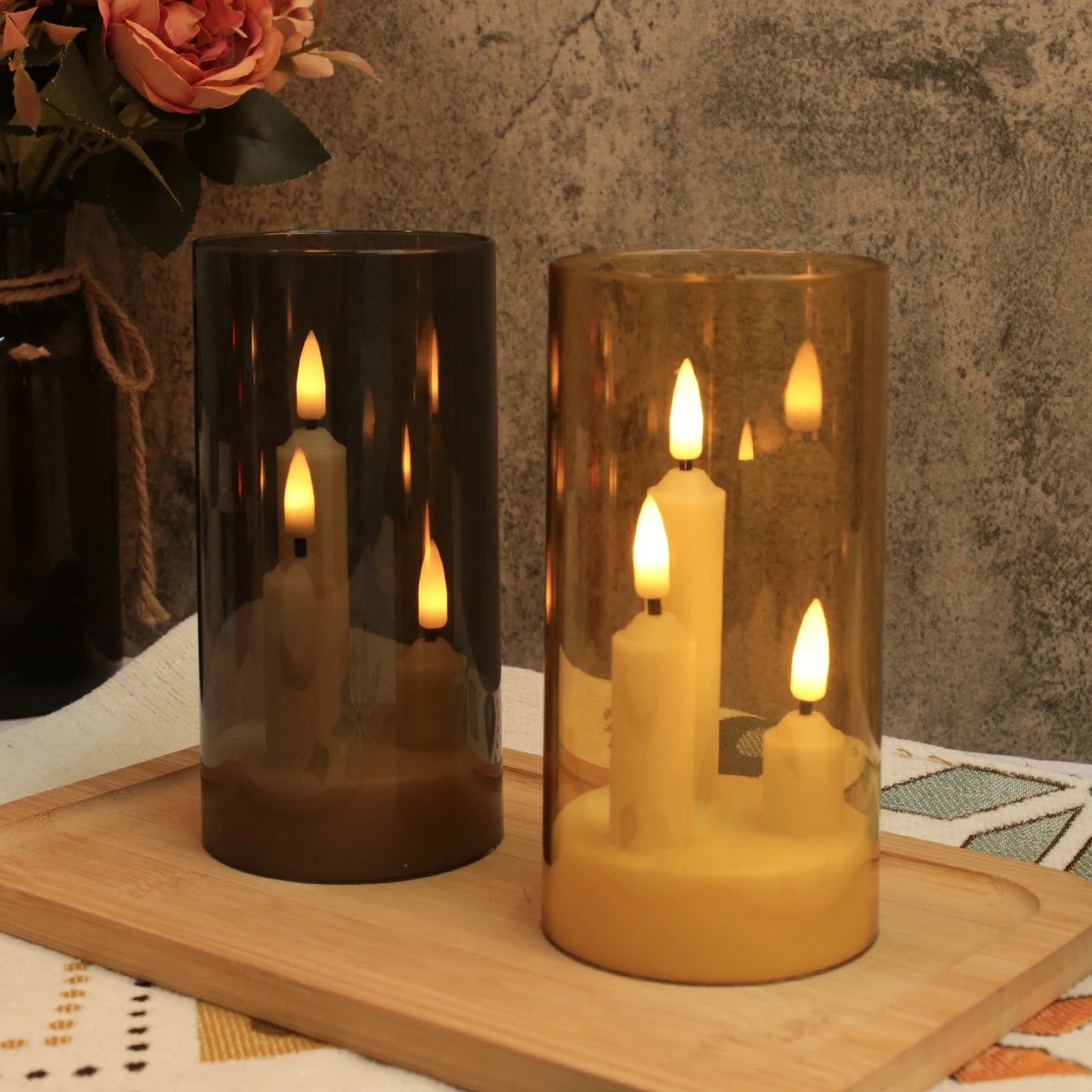 Flameless 3 in 1 LED Taper Candles with 15CM Battery Operated Flickering Electric Window Candles for Christmas Wedding