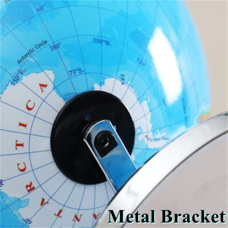 Sphere Diameter 25cm English World Globe HD Printed 360° LED Light Desk Lamp Globe Metal ABS