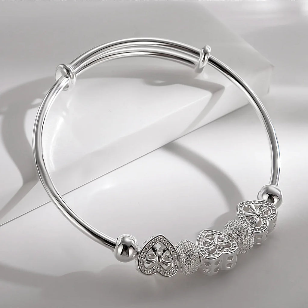 Trendy 925 Sterling Silver Bracelet Fashion Jewelry Adjustment Cuff