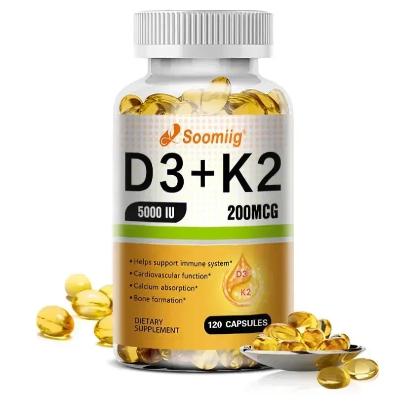 Vitamin D3 5000IU and 200 Mcg Vitamin K2 (MK-7) Capsules