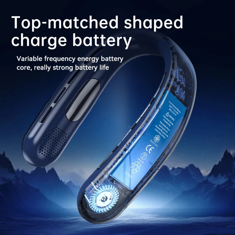 Xiaomi Portable Neck Fan 10000mAh Mini Bladeless Silent USB Rechargeable LED Digital Display 5th Gear Air Cooler