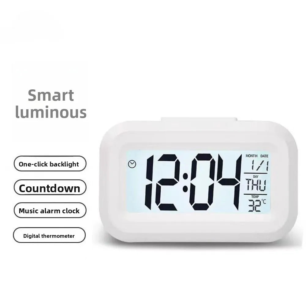 Alarm Clock Digital LED Electronic Backlight Snooze Calendar Home Office Desktop Screen Display Watch