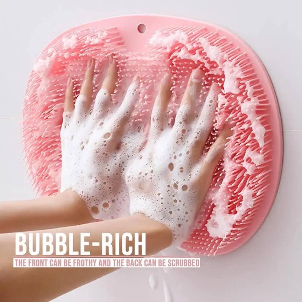 Scrubber Shower Massage Pad Silicone Wall Mounted Back Reusable Cleaning Brush Feet Washer Mat