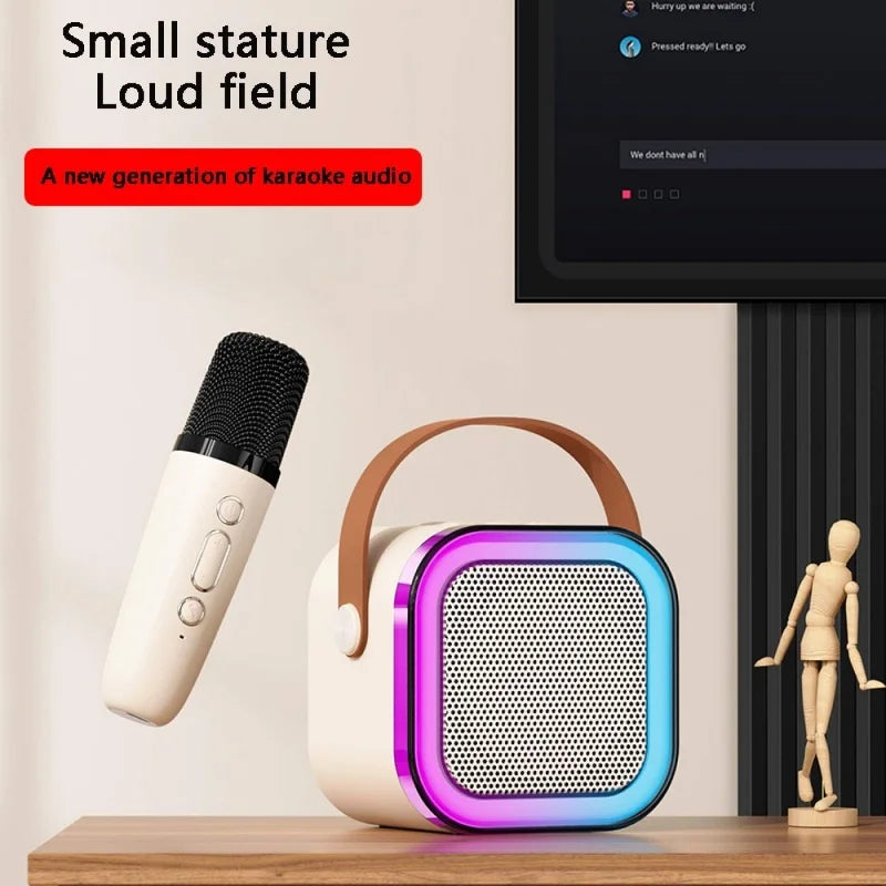 K12 Karaoke Machine 1/2 Wireless Microphones Portable 5.3 PA Bluetooth Speaker System RGB Lights Audio Home KTV