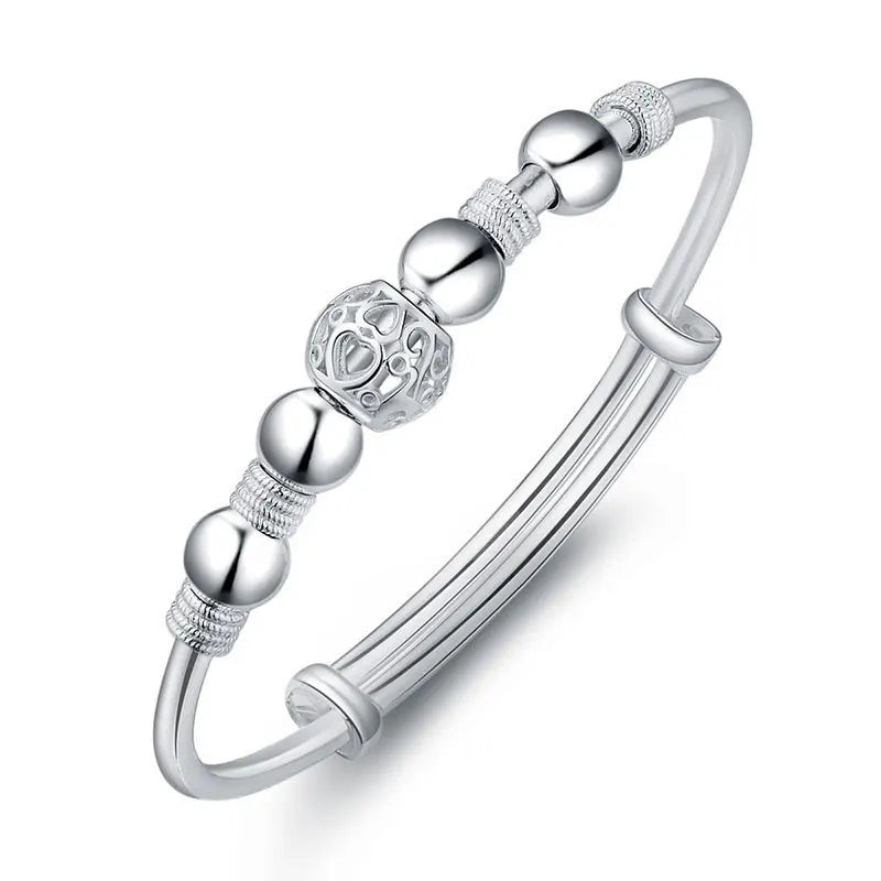 Trendy 925 Sterling Silver Bracelet Fashion Jewelry Adjustment Cuff