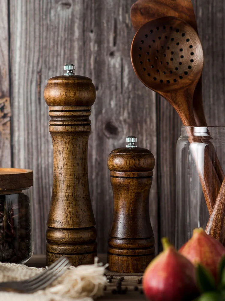 5" 8" 10"  Salt and Pepper Grinder Solid Wood with Strong Adjustable Ceramic Grinder Kitchen Tools