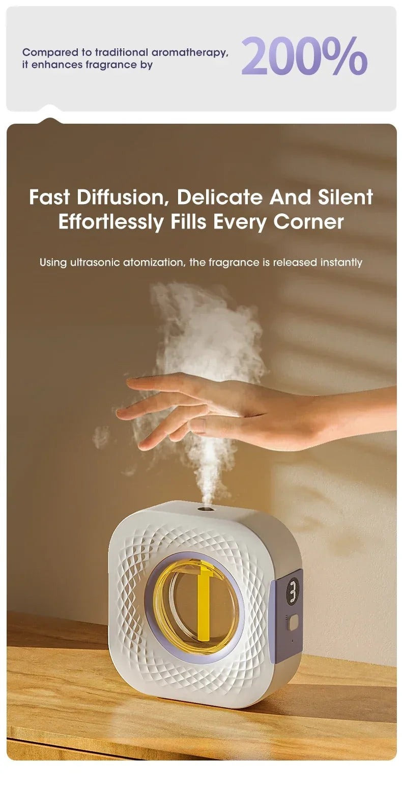 Smart Aroma Diffuser Air Purifier Digital Display Essential Oils 4 Gears Wall Mount Tabletop USB Charging