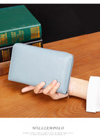 RFID Anti-Theft Cowhide Leather Wallet Brush Head Layer Large Capacity
