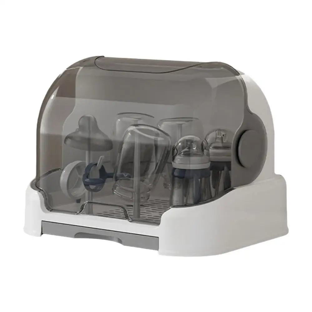 Baby Bottle Drying Rack With Removable Drip Tray Portable Storage Box With Lid