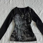 Women's Hip hop 90s Vintage Punk T-Shirt Gothic Slim