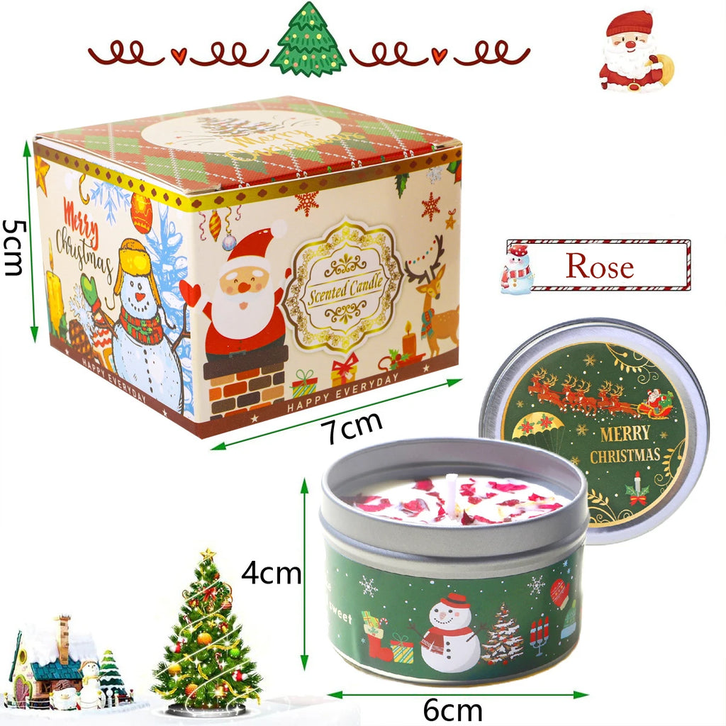 Christmas Scented Candle Set Gift Smokeless Aromatherapy Stonedried Flower Soy Wax