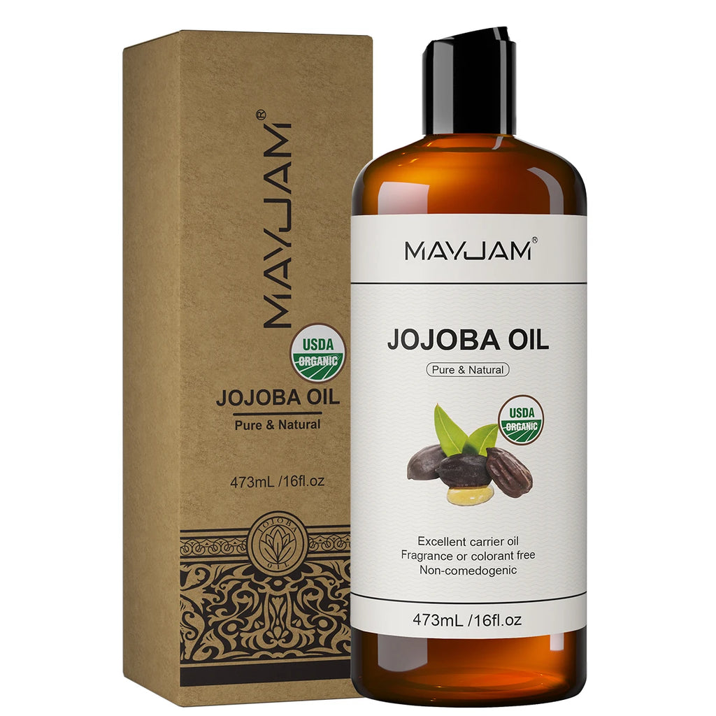 MAYJAM USDA Organic Jojoba Oil Moisturizing for Face, Hair, Skin & Nails