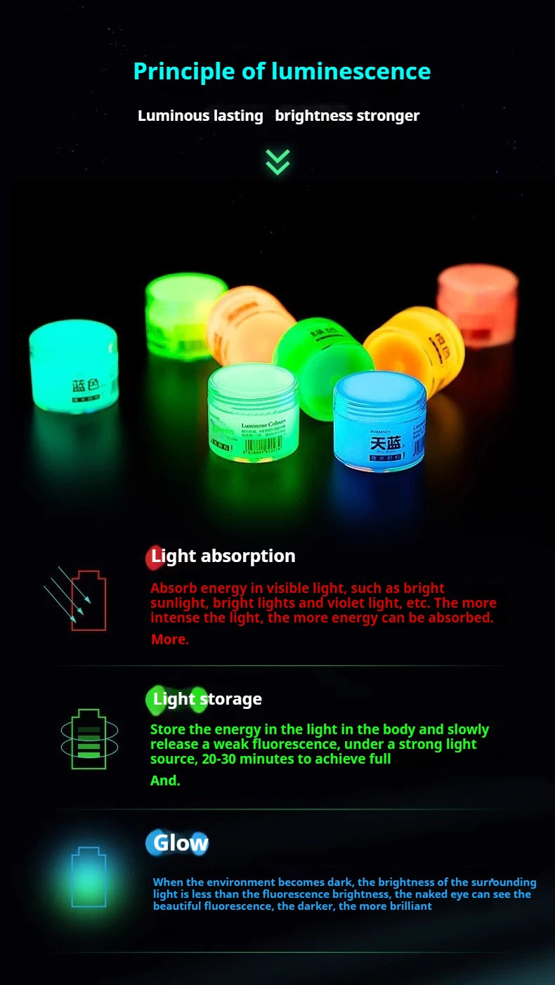Glow-in-the-dark 20ml Fluorescent Acrylic Pigment
