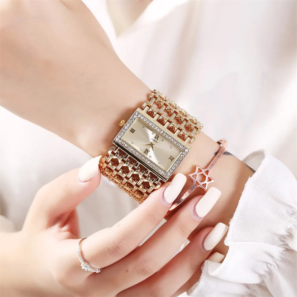 Luxury Noble Gold Ladies Quartz Watch Women's Bracelet