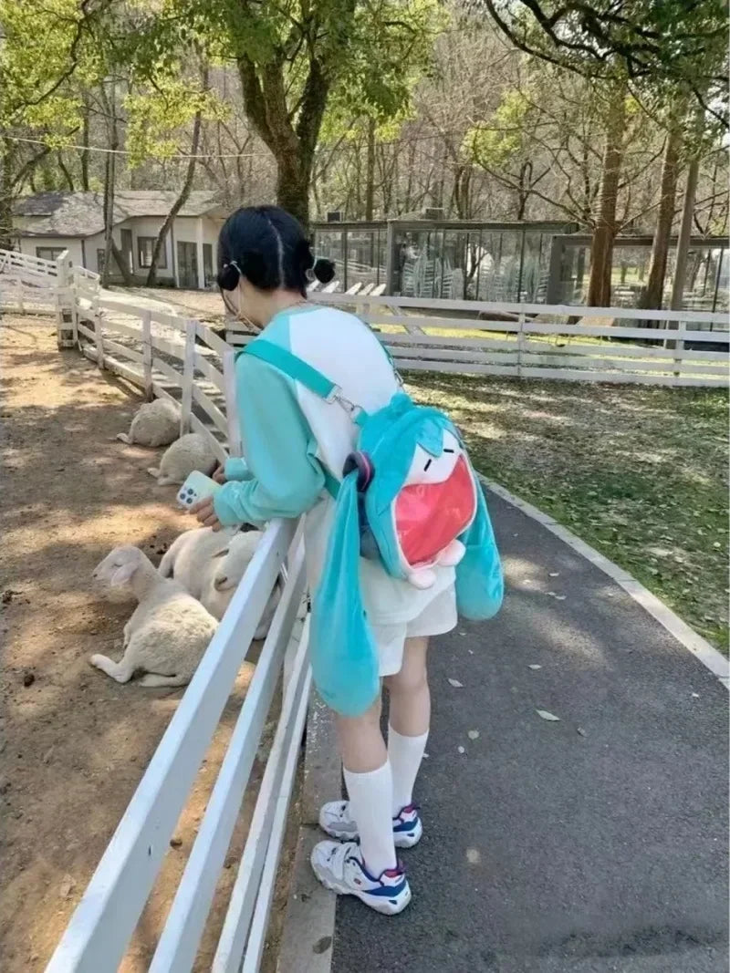 Hatsune Miku Shoulder Bag Backpack Cute Anime Girl Plush Cartoon Kawaii Student Bag Kids Gifts