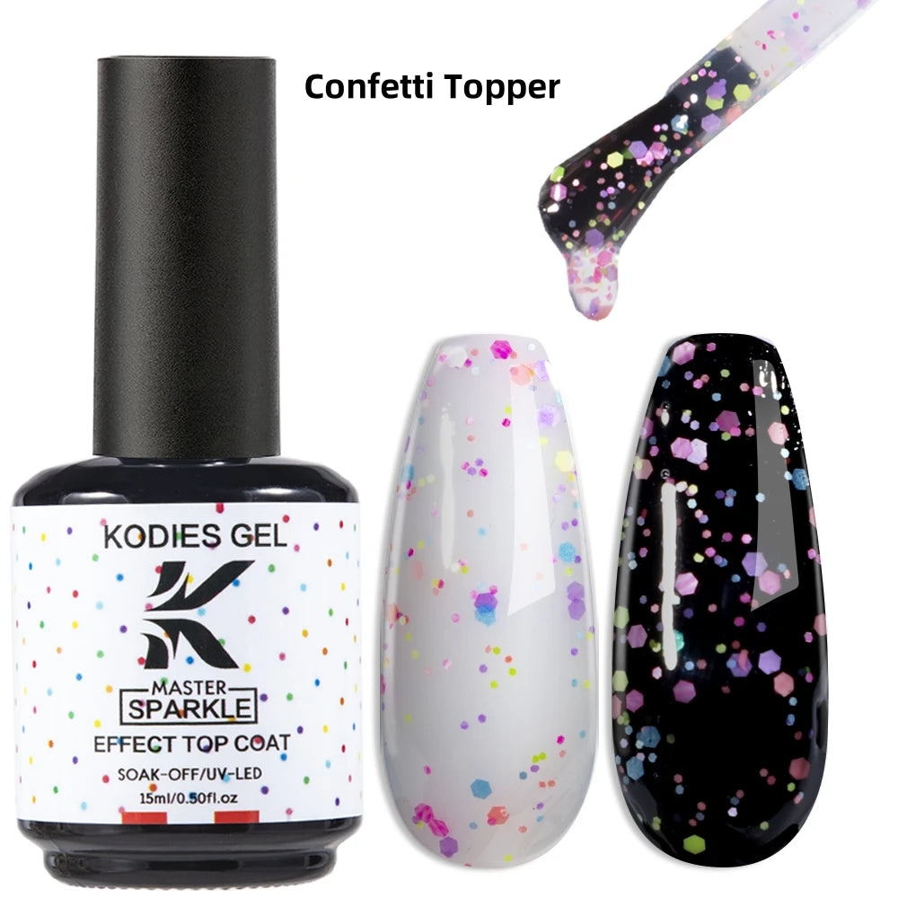 1 Pcs Super Laser Top Coat Gel Nail Polish 2 IN 1 Mermaid Sparkle Gel Finish Semi Permanent UV Glitter Topcoat Sealer