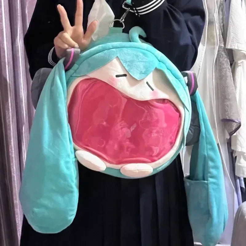 Hatsune Miku Shoulder Bag Backpack Cute Anime Girl Plush Cartoon Kawaii Student Bag Kids Gifts