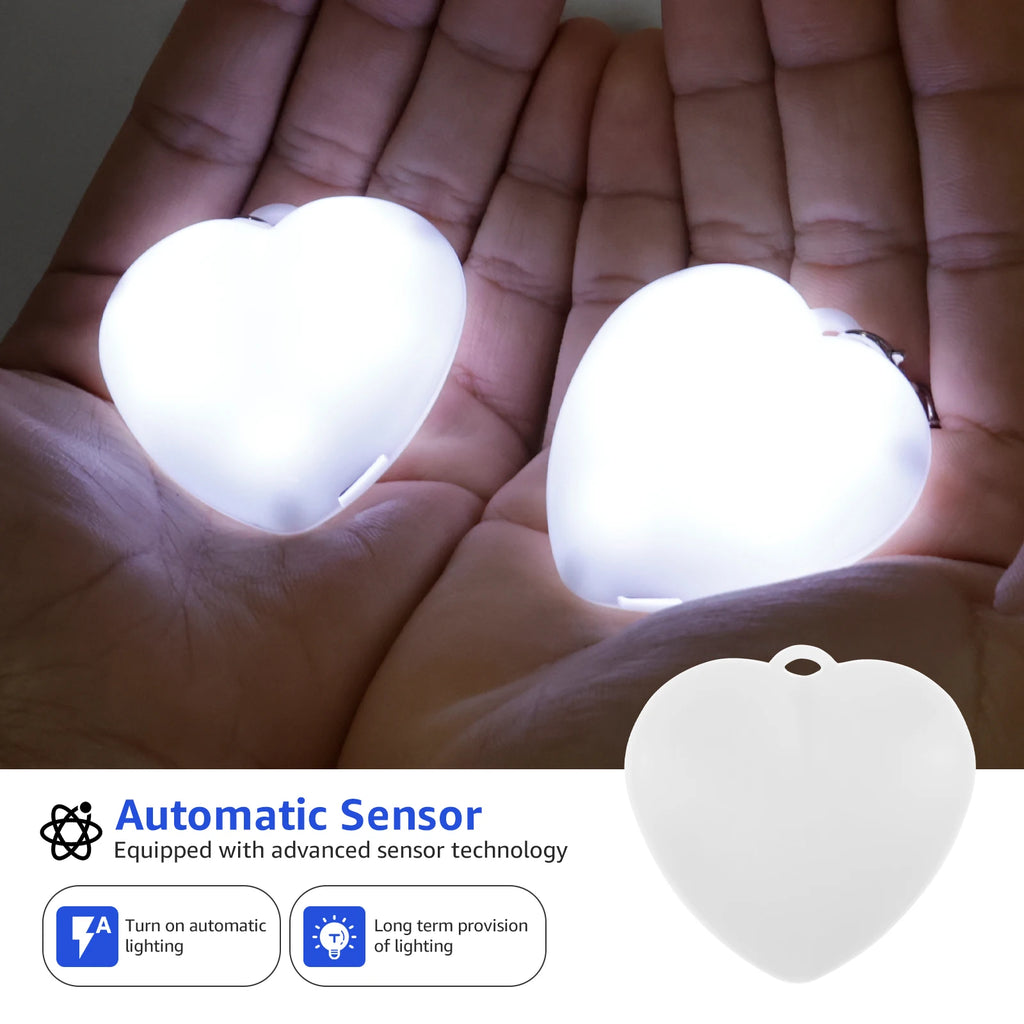 2Pc Purse Glow Heart Light LED Automatic Touch Activated Handbag Light Night Light