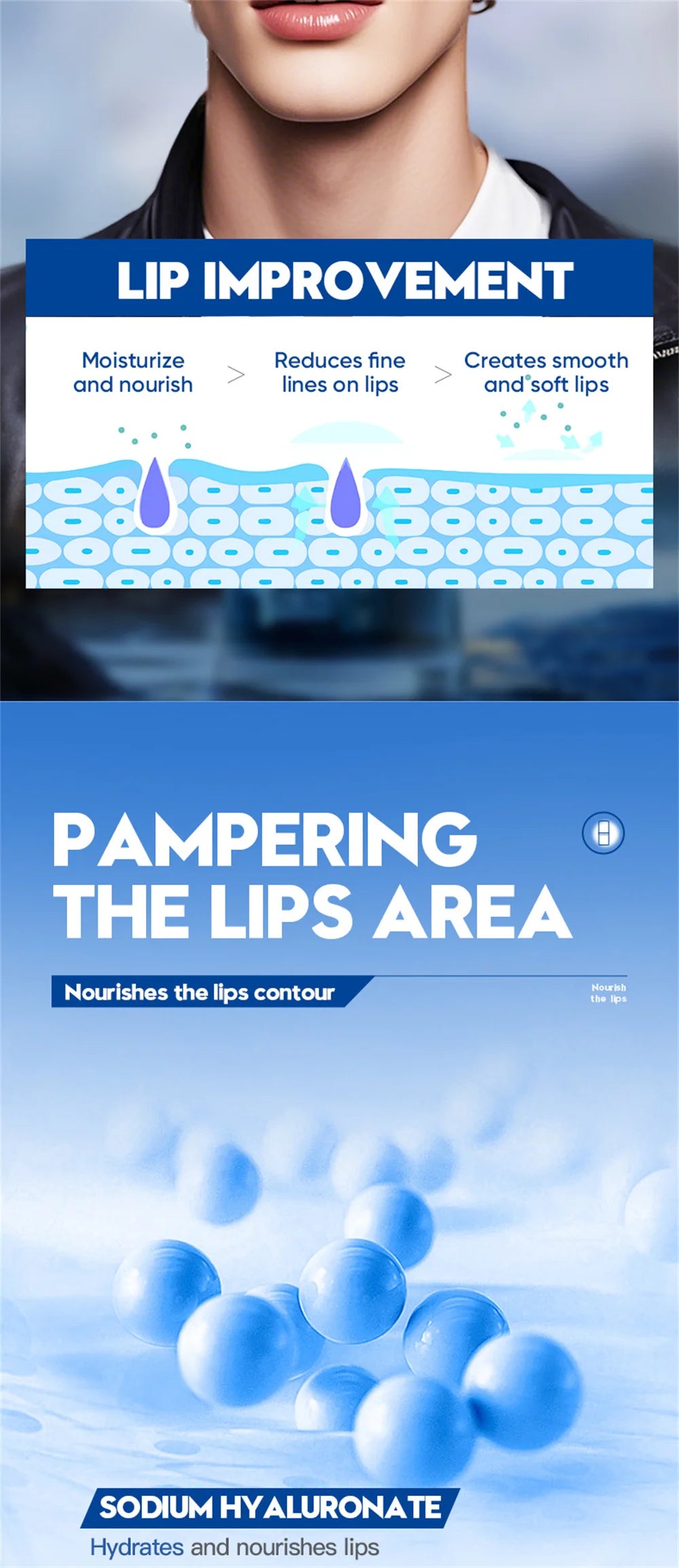 Men's  Lip Balm Moisturizing Hydration Fading Lip Lines Anti-Cracking Remove Dead Skin Refreshing Not Greasy