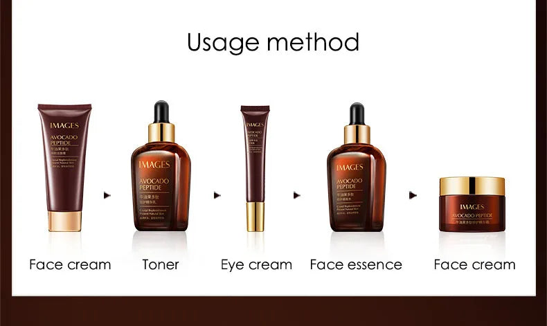 5pcs/Set IMAGES Avocado Skin Care Facial Moisturizing Cream Serum Cleanser Eye Skin Care Products