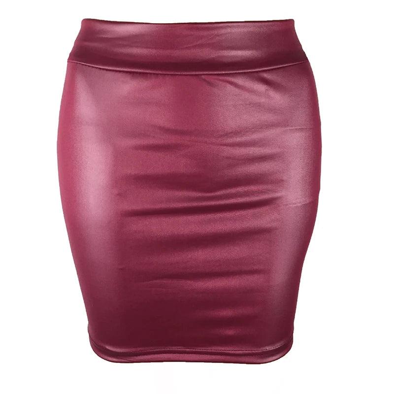 High-waist Tight Hip-hugging Skirt Sexy Imitation Leather