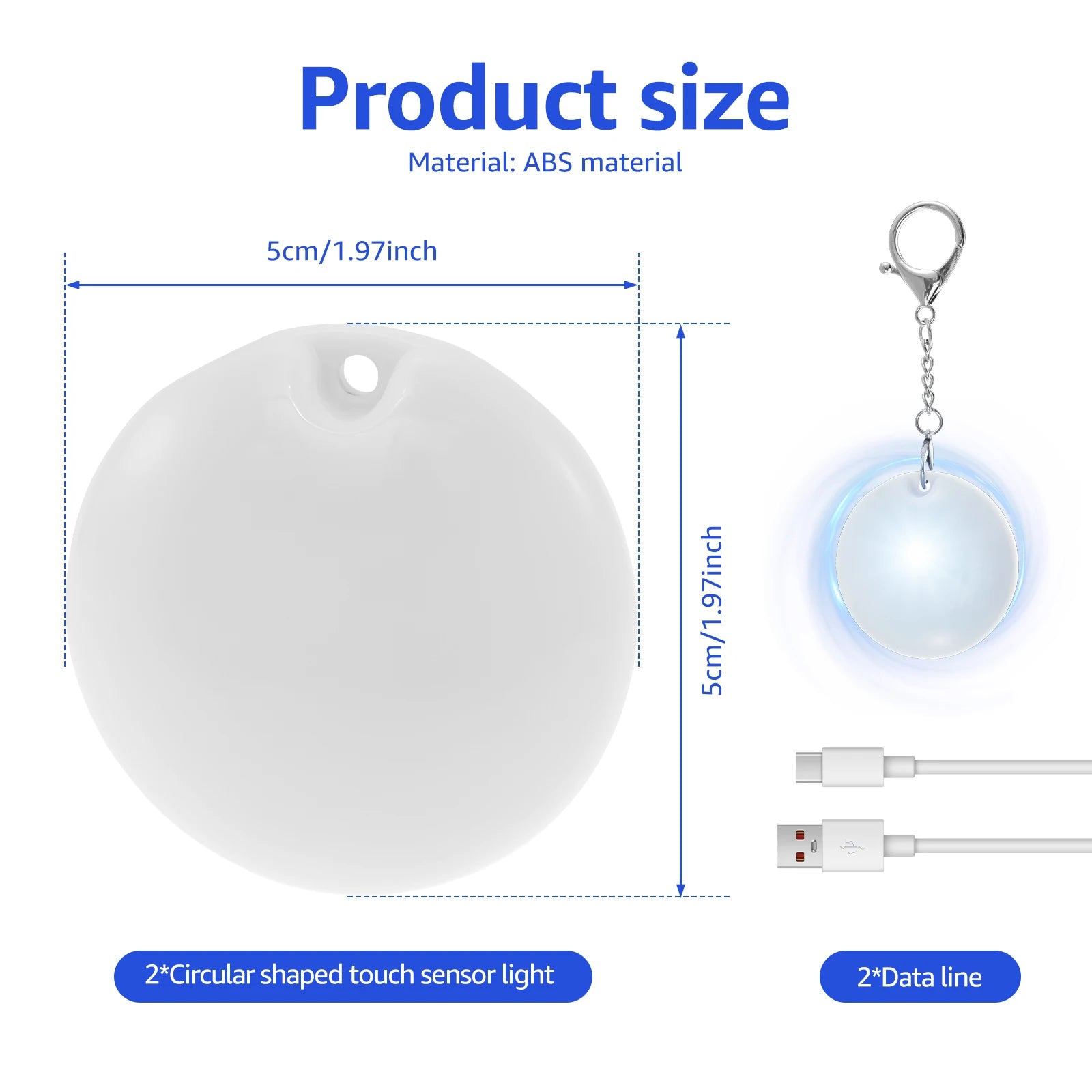 2Pc Purse Glow Heart Light LED Automatic Touch Activated Handbag Light Night Light