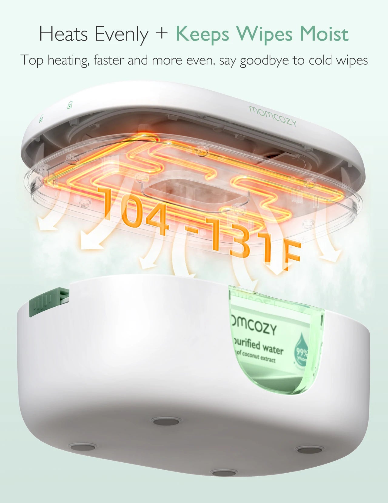 Momcozy Baby Wipe Warmer Large Capacity Fast Even Heating 4 Temperature Settings Night Light