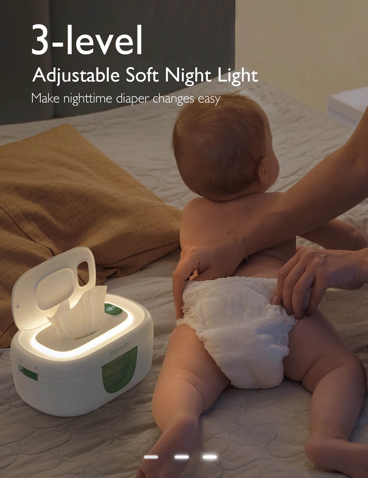 Momcozy Baby Wipe Warmer Large Capacity Fast Even Heating 4 Temperature Settings Night Light