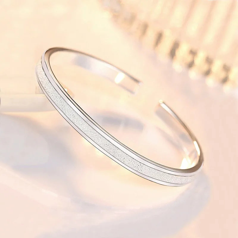 Trendy 925 Sterling Silver Bracelet Fashion Jewelry Adjustment Cuff